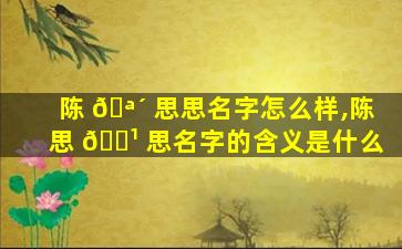 陈 🪴 思思名字怎么样,陈思 🌹 思名字的含义是什么